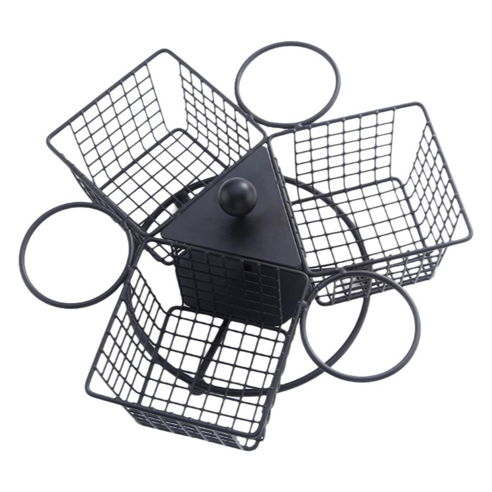 

Creative Stainless Steel Rotating French Fry Basket Sturdy Portable Food Display Rack with Dipping Cup Snack Basket Restaurant