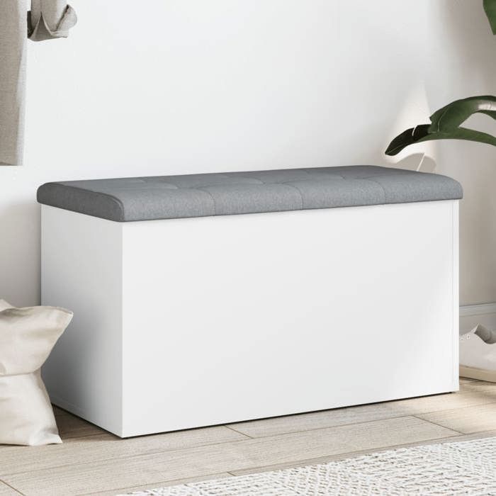VidaXL Storage Bench, Storage Chest with Cushion, Organizer for Clothes Toys Hallway Living Room, Modern, White 835047