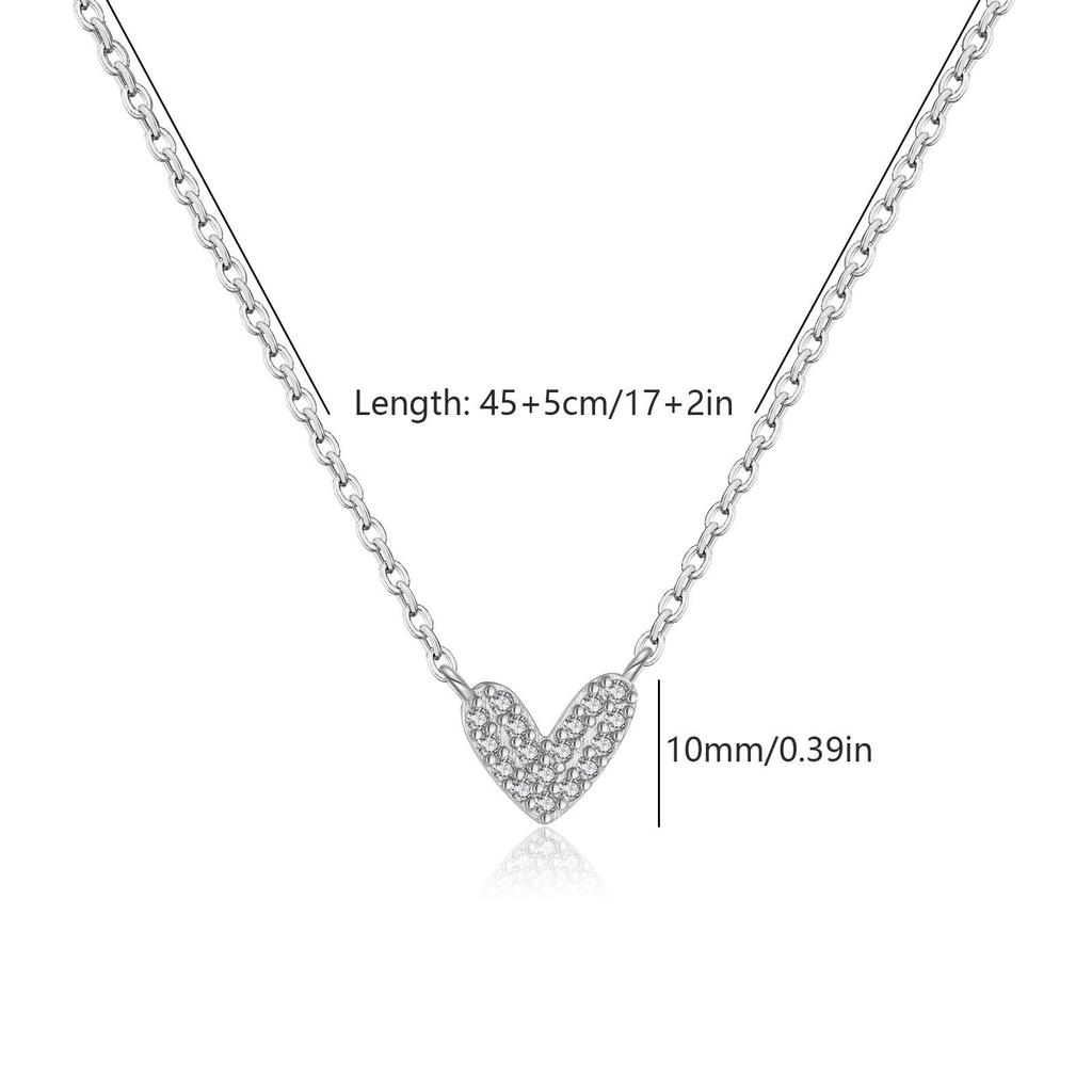 18K Gold Asymmetrical Heart Necklace with Zirconia Pendant for Women