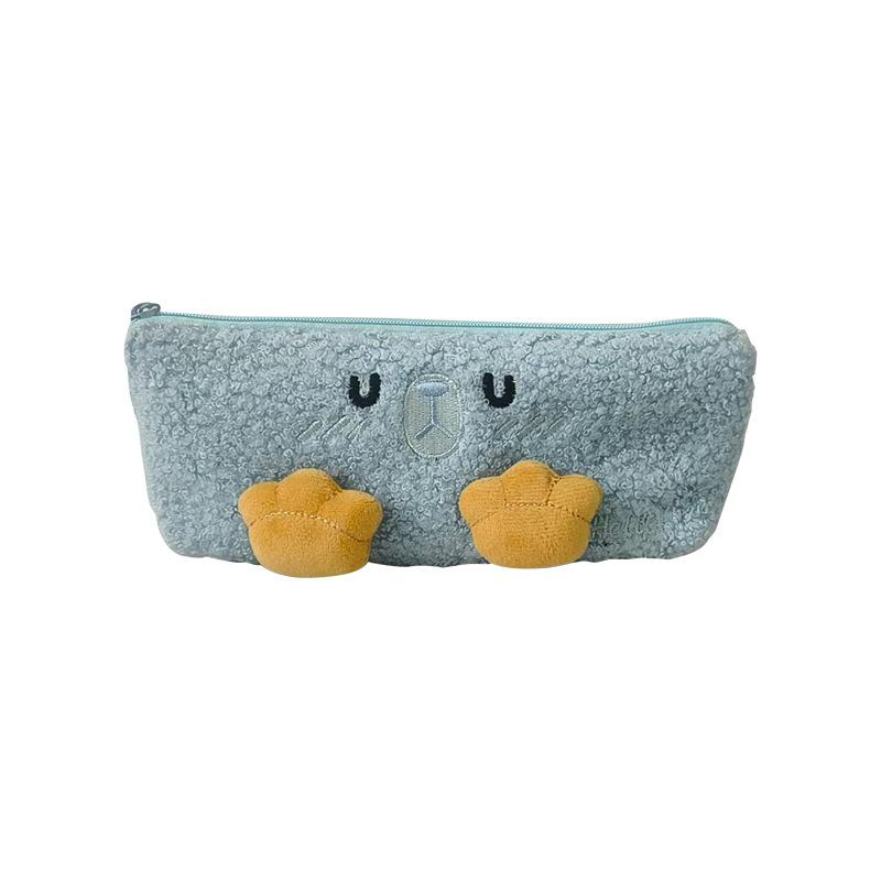 Cute Plush Pencil Case with Animal Glasses Design Large Capacity Cat Dog Shaped Makeup Bag School Stationer Bag Gift for Kids