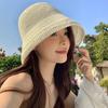 Women's Wide-Brim Straw Hat Summer Breathable Windproof Strap Bucket Cap Ladies Girl Beach Travel Foldable Sunshade Hats