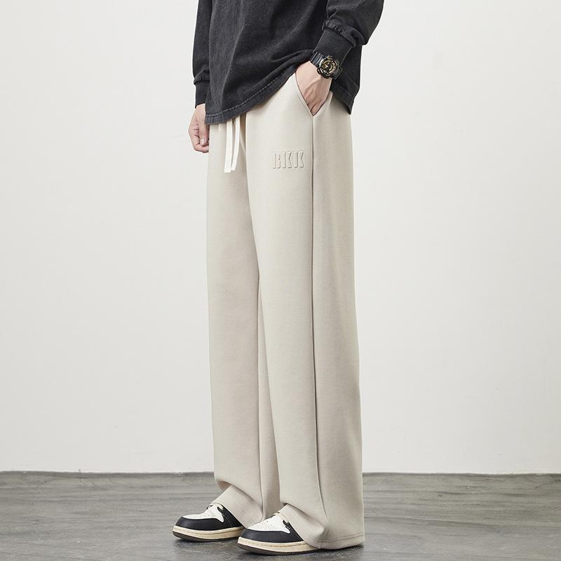 Spring Autumn Men's Straight Sweatpants Wide Leg Track Pants Drawstring Letter Sports Baggy Pants Casual Long Trousers Plus Size