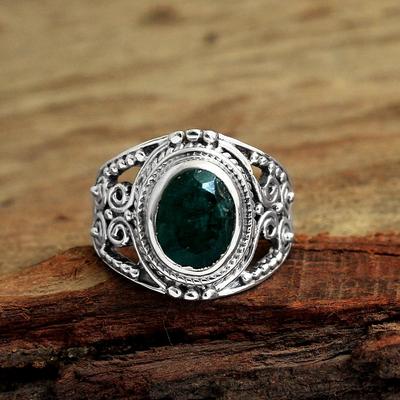 Anello con smeraldo della miniera Sakota Anello solido con gioielli in argento sterling 925 fatto a mano
