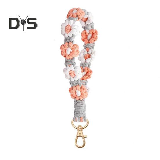 Boho Macrame Phone Wrist Strap Hand-Woven Cell Phone Lanyard Keychain Wristlet Charm Anti-Loss Phone Chain for Women Girls