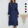 Women's Clothing, Autumn Commuter Dress, Retro Polka Dot Long-sleeved Dress.