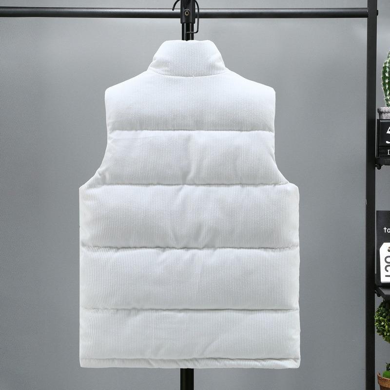 Vest Men's Autumn and Winter Coat Trendy Corduroy Handsome Stand-up Collar Down Cotton Vest Versatile Vest