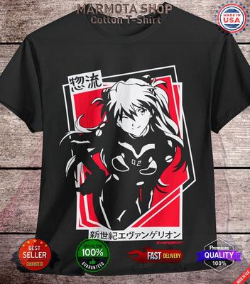 Asuka Langley Neon Genesis Evangelion Maglietta Anime Giapponese T-Shirt Manga EVA