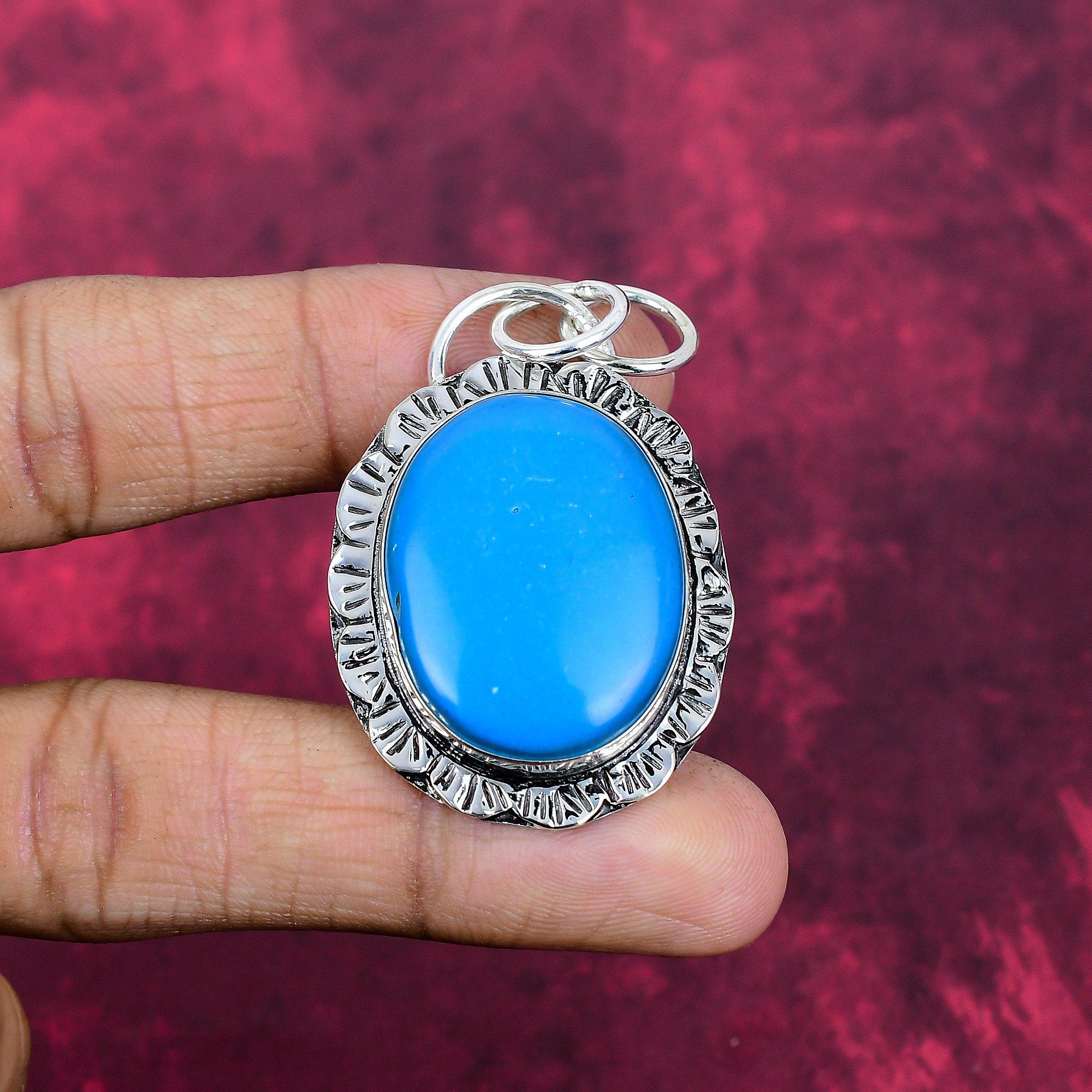 

Turquoise Tumble Pendant, Gemstone 925 Solid Sterling Silver Jewelry, Handmade Jewelry Pendant Gift For Love 2.16 Inches