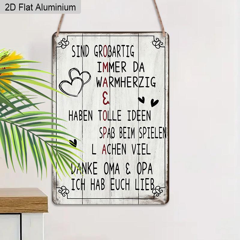 2D Flat 1pc Vintage German Aluminium Wall Art Sign 8x12 Aluminium Rustic Home Decor Heartwarming Family