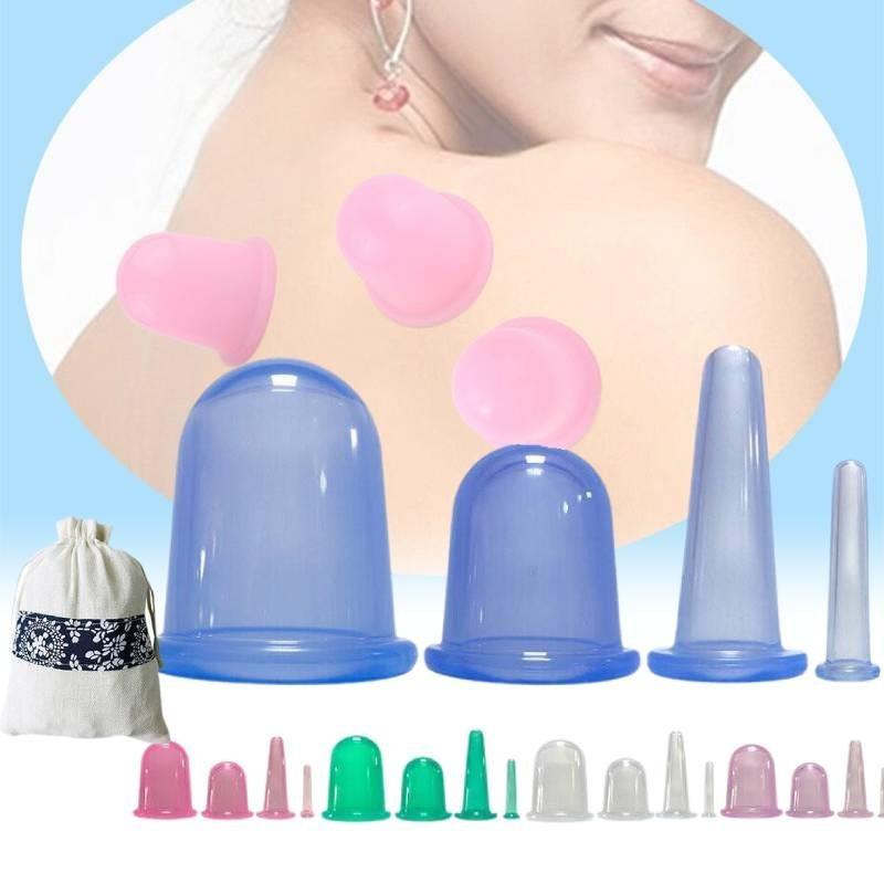 4pcs Set Silicone Jar Vacuum Cuppings Cans Storage Bag Body Neck Massage Facial