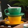300ml Großes Keramik Cappuccino & Latte Kaffeetassenset - Eierblumen-Design