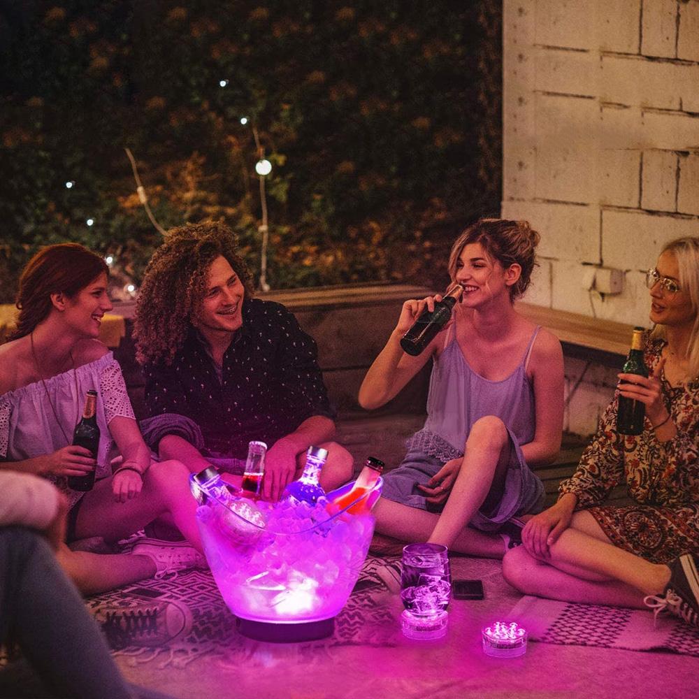 10 LED'li LED Su Altı Işığı Uzaktan Kumandalı Pille Çalışan Bahçe Yüzme Havuzu Düğün İçin Su Altı Gece Lambası