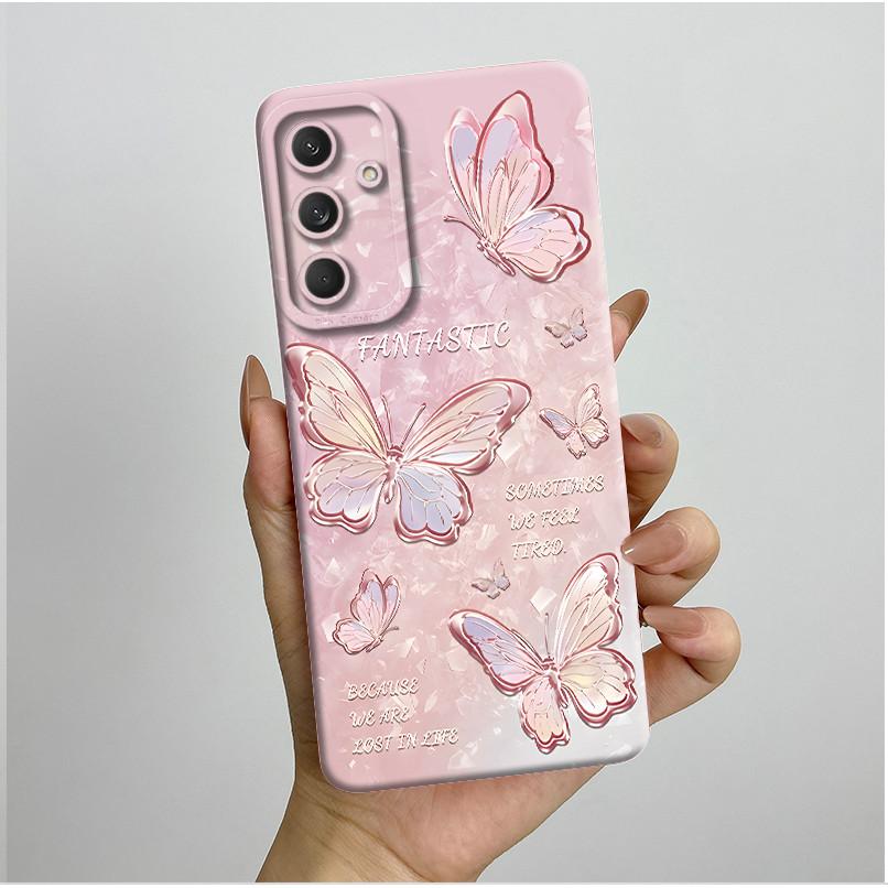 Phone Cover For Samsung Galaxy M35 5G Bumper Silicone Shockproof Pretty Butterfly Flowers Case Coque For Galaxy M 35 M55 Funda