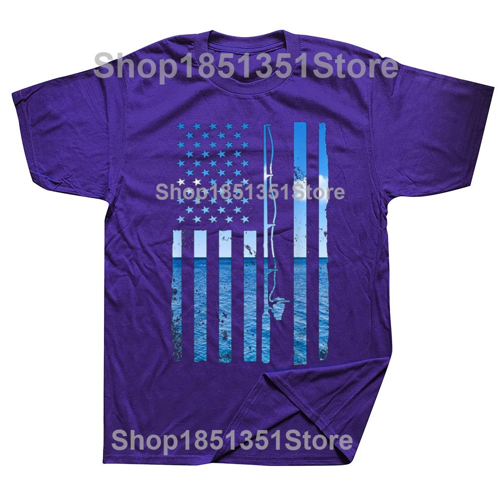 Funny American Flag Fish Fisher Fisherman Graphic Tshirt Fashion Casual Oversized Fishing Lover Tshirts Mens Cotton T Shirt