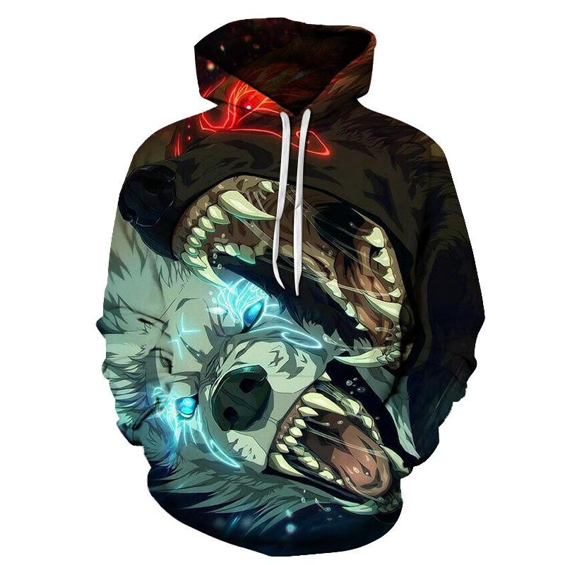 3D Sweater Digital Printing Personalized Wolf Head Pullover Hoodie Casual Sweater