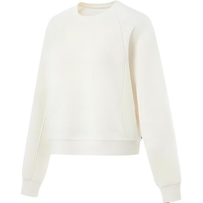 Li Ning Einfarbig Rundhals Pullover Langarm Sweatshirt Damen Sweatshirt Cremegelb AWDU144-1
