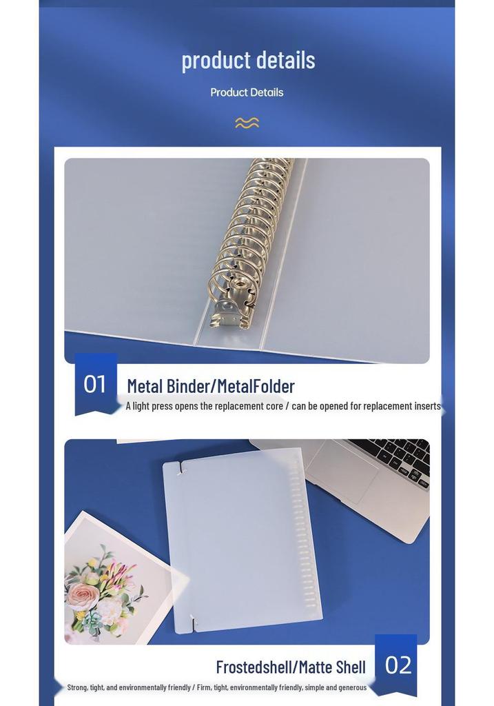 B5 26-Hole Large-Capacity Frosted PP Binder Cover & Refill Notebook Folder