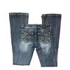 LUXEON Y2k Blugi Americani de Buzunar Brodați cu Paiete Harajuku Retro Albastru Blugi Largi Modă Nouă Pantaloni cu Talie Înaltă Croială Subțire Evazați