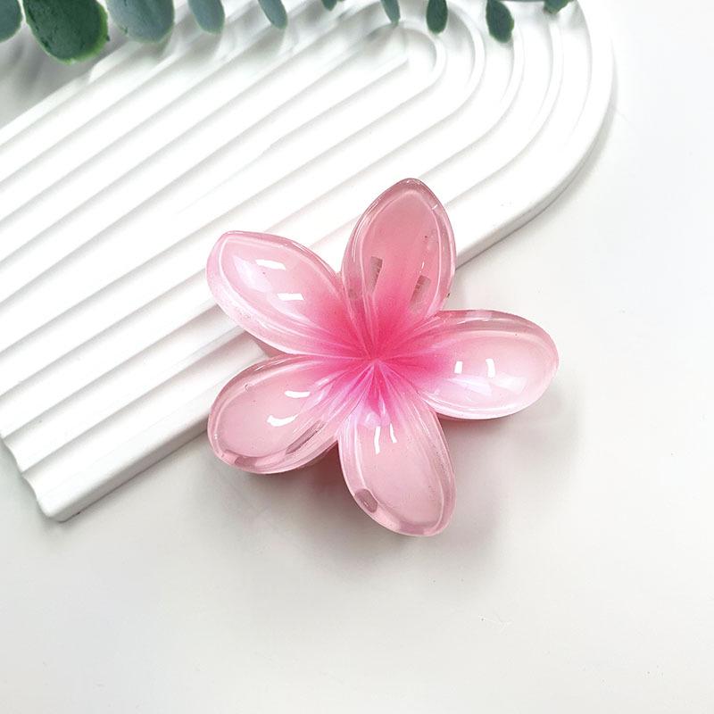 Retro Colorful Frangipani Flower Hair Claw Clip for Women