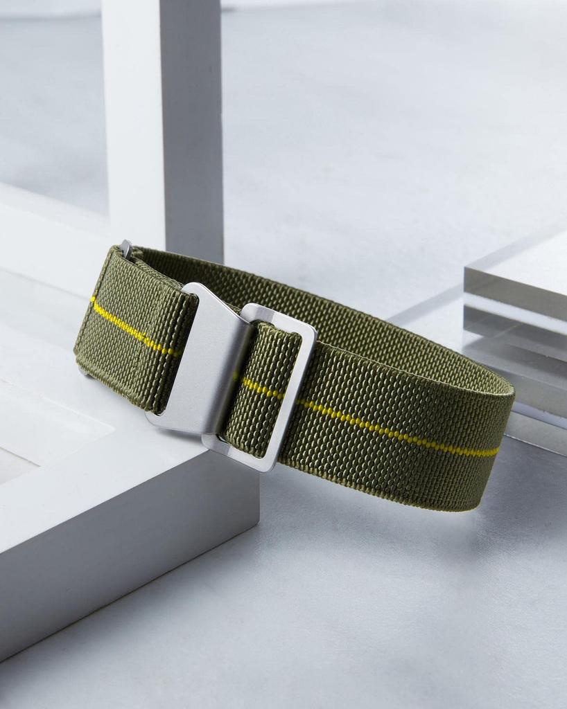 BINLUN Elastic Nylon Watch Waterproof Military Replacement Watch Strap with Hook and Loop for Men and 22mm Improved Band, Women, Silver/Black Buckle,