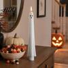 Spooky Home Decoration for Halloween Ghost Flameless Taper Candles, Battery Operated Flickering Candle Light with Real Wax Texture Candles Remote, 3D