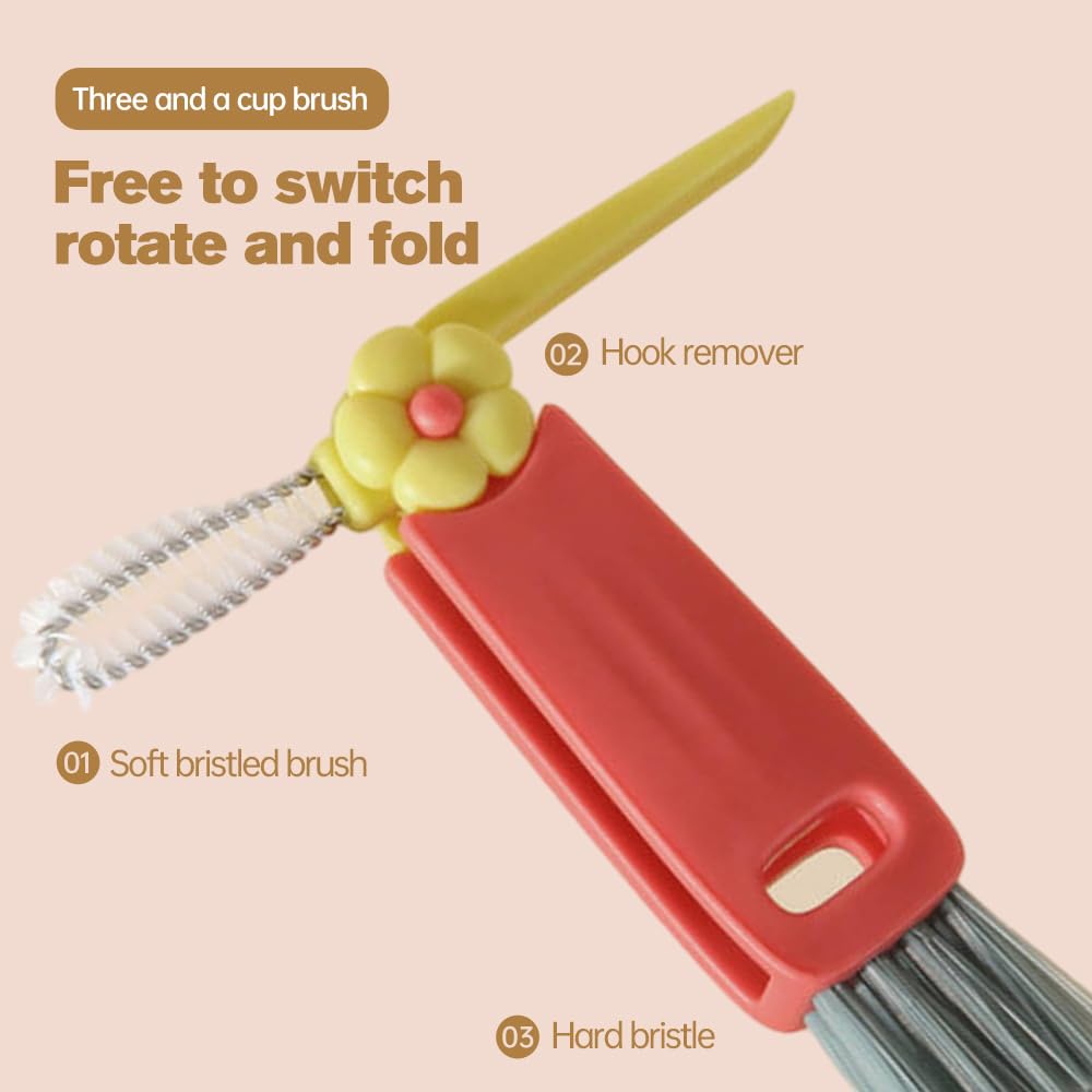 3 In 1 Cup Lid Cleaning Brush Baby Bottle Cleaning Brush Multifunctional Household Gap Cleaning Brushes Household Supply