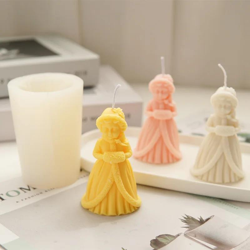 Christmas Princess Silicone Candle Mold 3D Little Girl Portrait Plaster Crafts Resin Molds DIY Soap Chocolate Ice Cube Tool