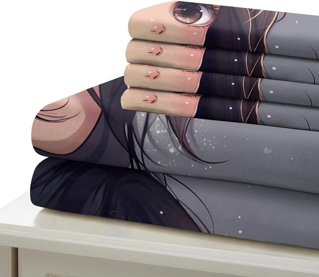 Anime Girl Eyes Comforter Cover 135x200cm With 1 Pillowcase 3D Print Cartoon Cute Quilt Cover For Teens Adults