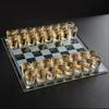 Clear Shot Glass Chess Set, Glass Chess Board 32X Cups Pieces, Drinking Sho