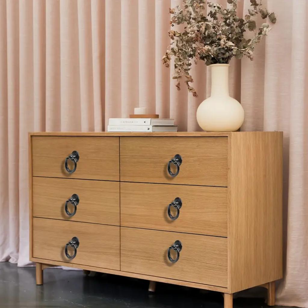 6 Adet Siyah Halka Çekme Kolu Topuzu, Çinko Alaşımı Çekmece, Yuvarlak Damla