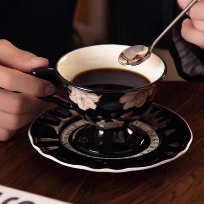 Wutuo Vintage High-Footed Ceramic Coffee Cup and Saucer