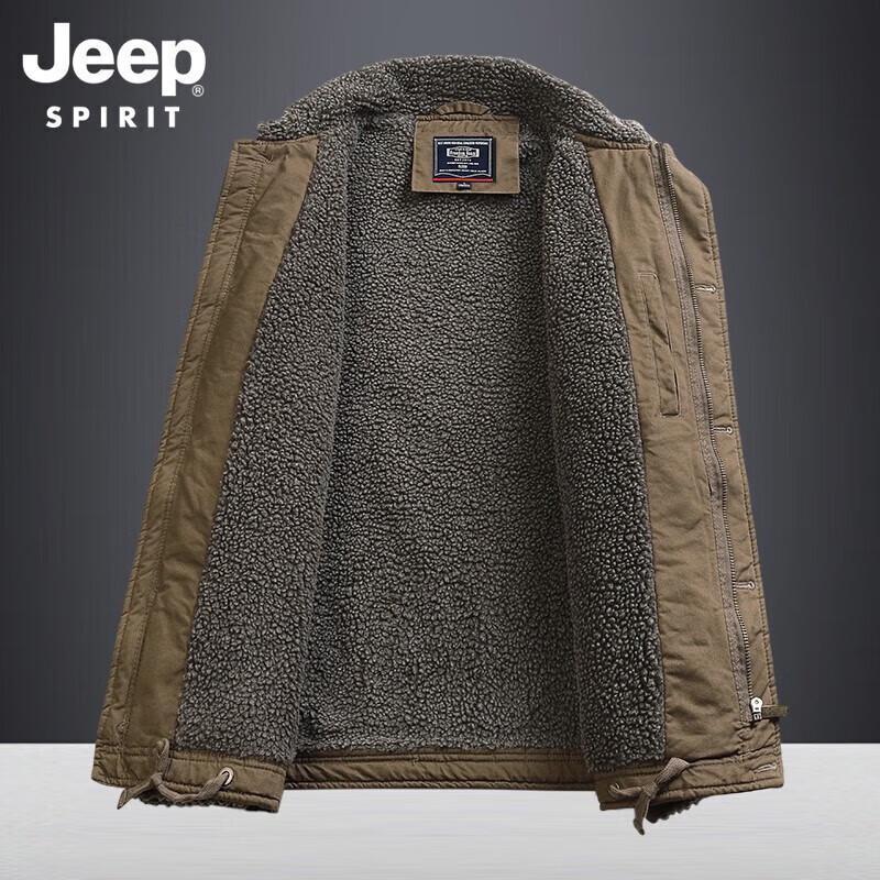 Jeep Men's Thickened Lamb Wool Lined Winter Jacket