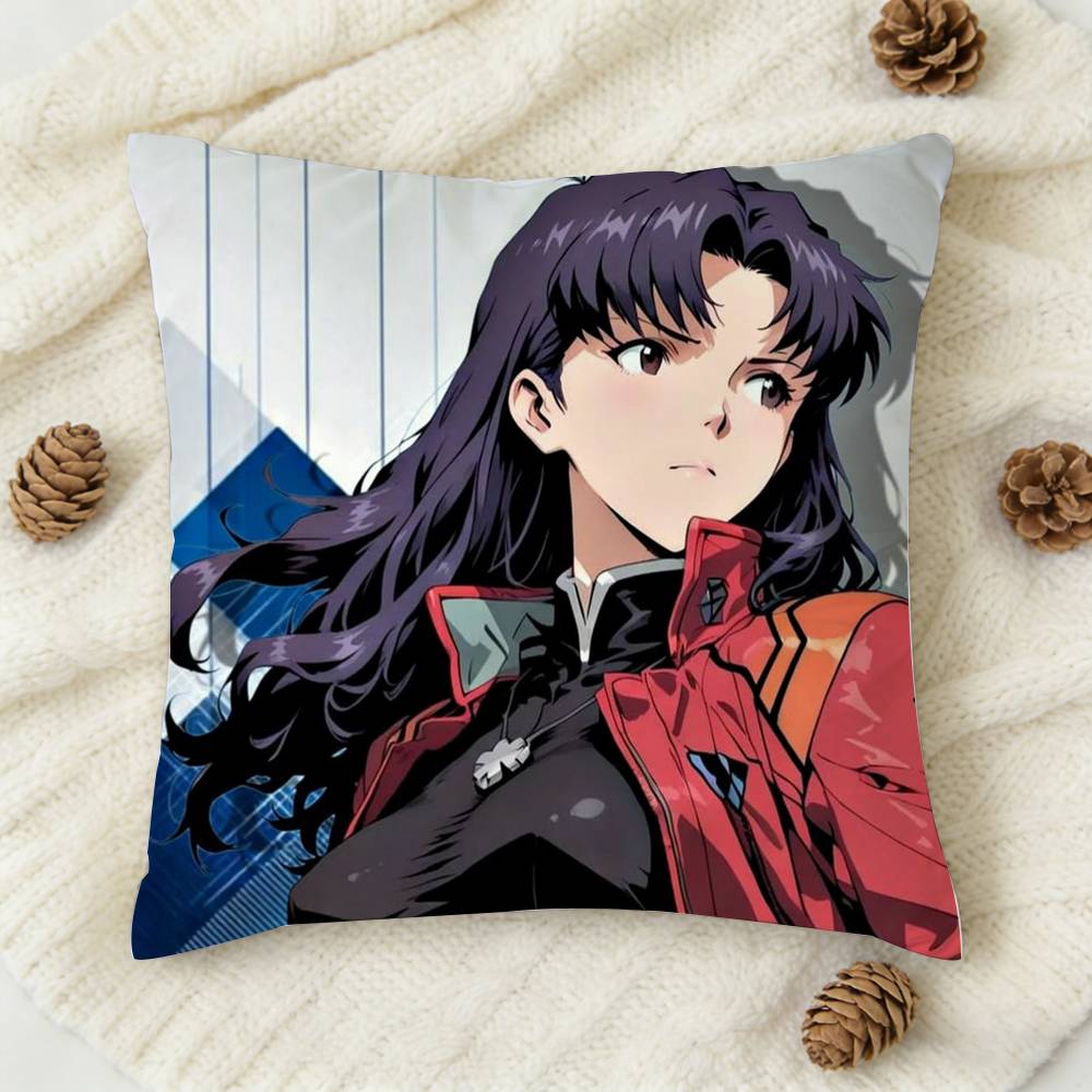 MMisato Katsuragi Anime Doublesided Printed Square Decorative Cushion Cover for Sofa Living Room Home Decor