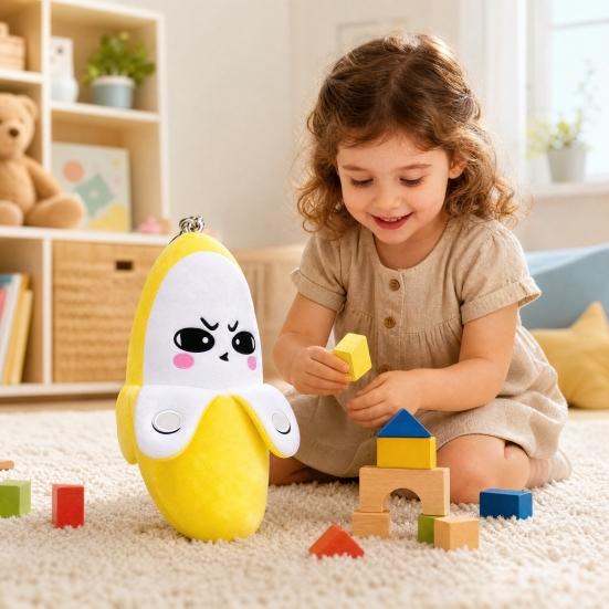 Musical Banana Plush Toy, Banana Fruit Sensing Metronome with Sounds, Interactive Sound Toy for Kids, Cute Motion Sensor Fruit Keyring Gift