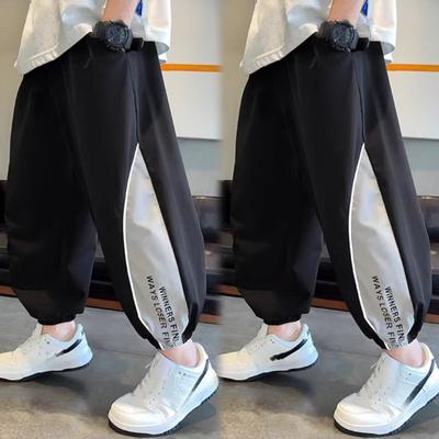 Fashion Children's Clothing Boys Ice Silk Trousers New Middle and Large Children's Spring and Autumn Models Sports Trousers Boys Trousers
