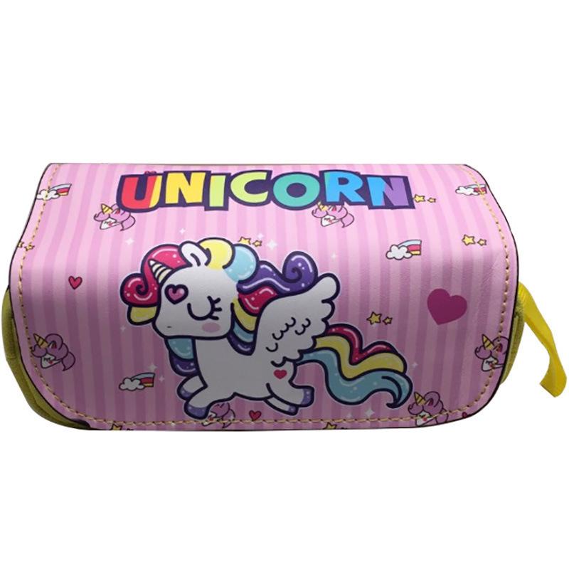 Large Capacity Double Zipper Unicorn Pencil Case for Stationery