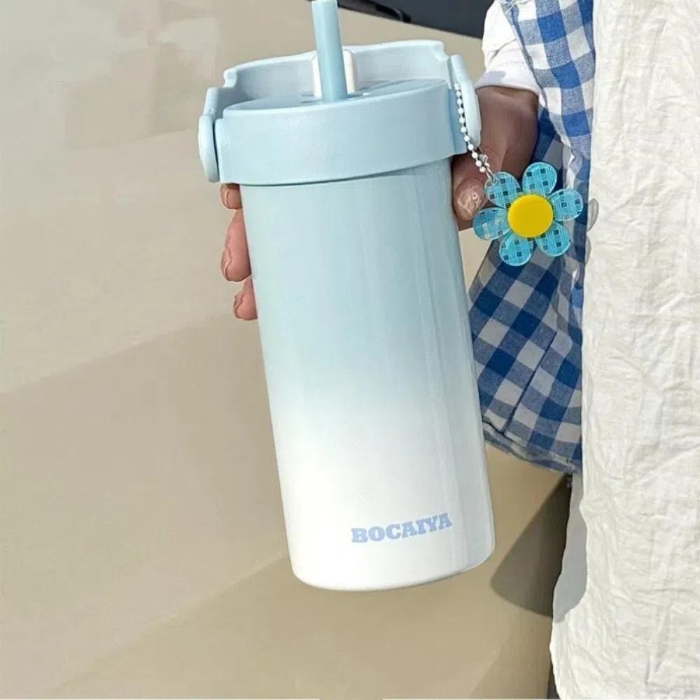 

Ceramic Water Cup 600ML Straw Cup Portable Vacuum Cup синій