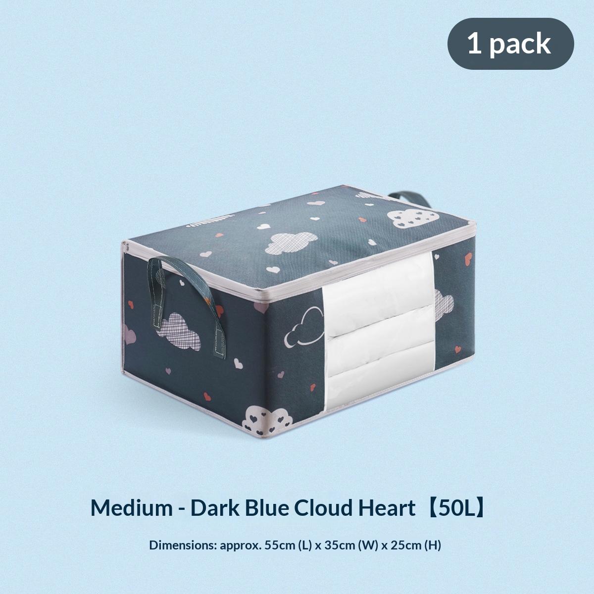 Foldable Waterproof Storage Bag, Large Quilt Blanket Organizer for Moving and Travel M темно-синий