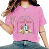 Camiseta Feminina de Verão com Gola Redonda, Respirável, de Manga Curta, Lavada e Envelhecida