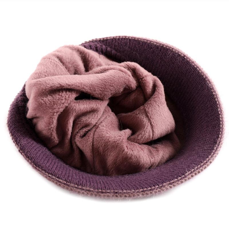 Autumn Winter Hats Women's Knitted Hat Mixed Color Fashion Thick Warm Hat All-match Bucket Hat