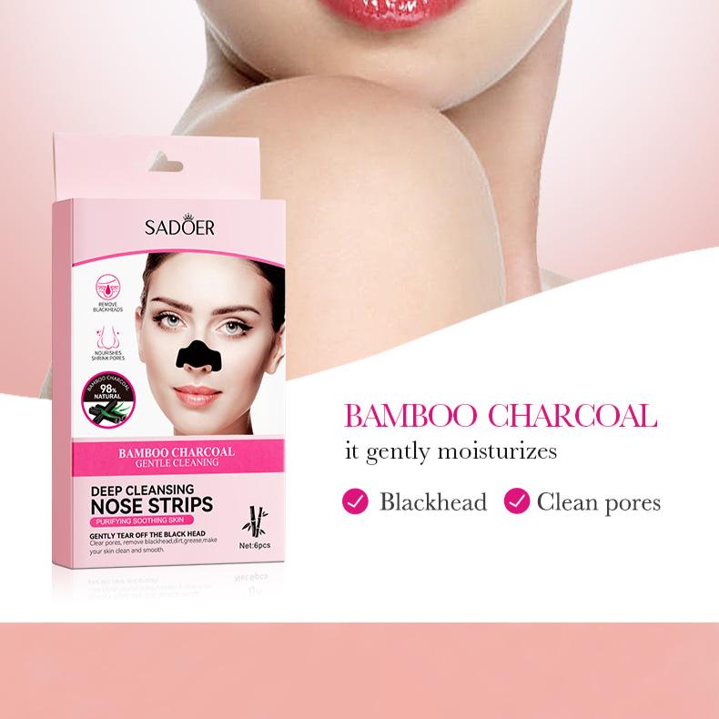 Bamboo Charcoal Ladies Nose Patch SADOER Deep Cleansing Blackhead Removal Nose Mask Patch