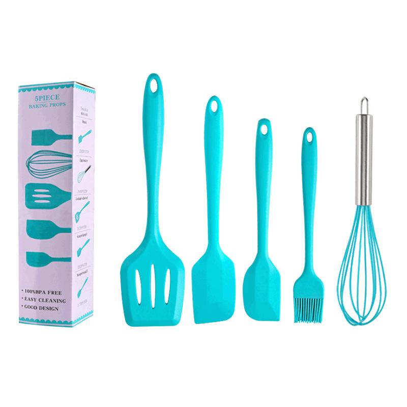 Silicone Spatula Spatula Brush Egg Beater Silicone Kitchenware 5-piece Kitchen Utensil Set Kitchen Cooking Utensils