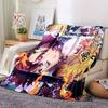 Powerful Demon Anime Flannel Blanket, Soft Polyester, Modern Design, All-Season for Camping, Travel, Gifts for holidays or birthdays