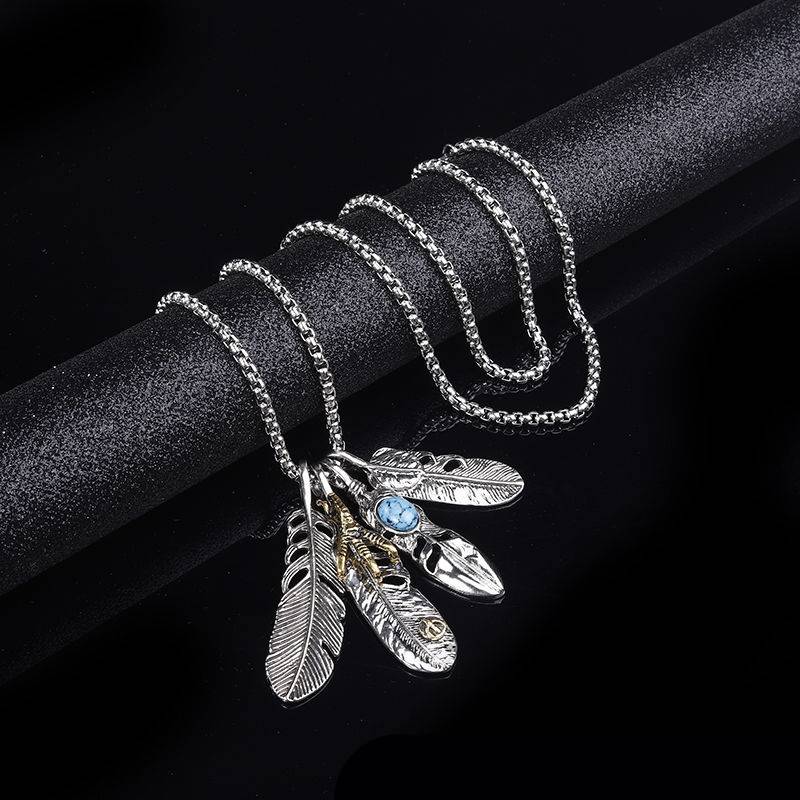 Vintage Leaf Long Necklace Eagle Claw Feather Pendant Necklaces For Men  Women Beach Boho Fashion Necklaces