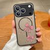 Coque Magnétique Motif Laçage Rose Pour iPhone 17 17e 16e 16 15 Pro 14 13 Pro Max Pour Magsafe Coque Rigide en PC Mate Translucide