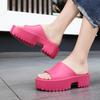 Women's Summer Waterproof Platform Sandals - Thick-Soled Outdoor Solid Color Slippers