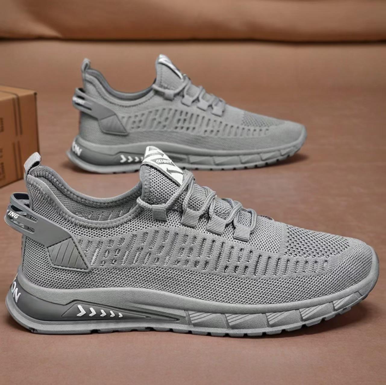 

Новая весенне-летняя мужская обувь дышащие сетчатые кроссовки на шнуровке на платформе беговые кроссовки мужская универсальная повседневная обувь 44 серый