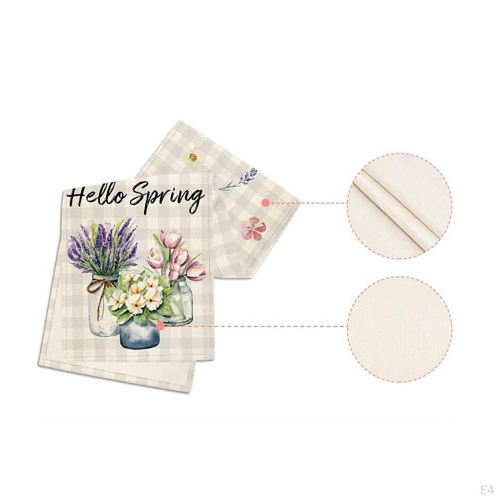 Decorative Floral Pattern Wearable Seasonal Spring Burlap Table Runners for Easter Dining Room