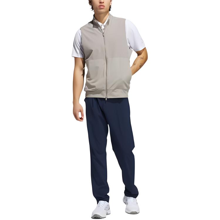 Adidas Ultimate365 Tour Zipper Solid Color Stand Collar Vest Men Vests Light-Brown IM7898