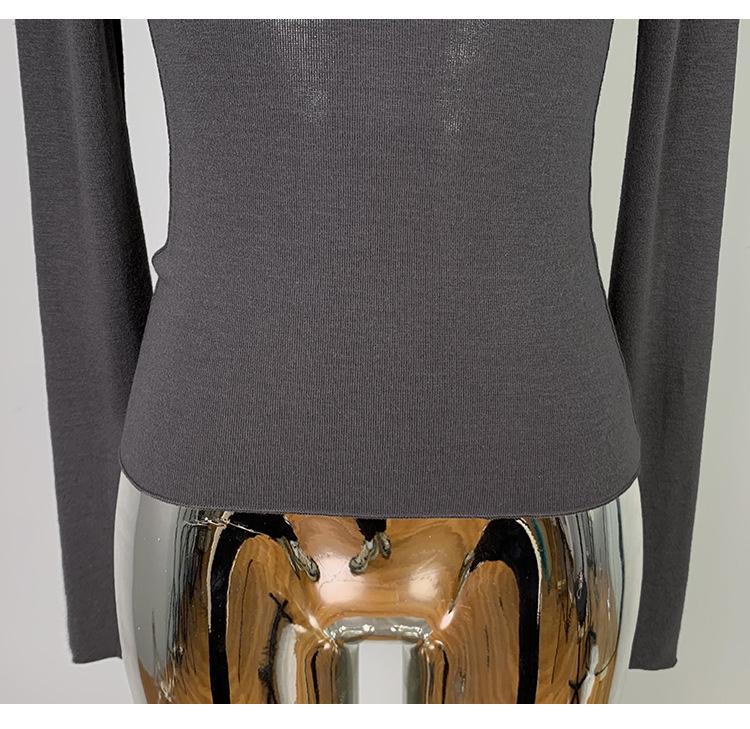 Korean Dongdaemun Slimming Sheer Bust-Enhancing Long-Sleeve Top
